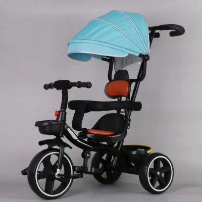 OEM Kids Tricycle with Parent Steering Handle Adjustable Canopy Factory Supply