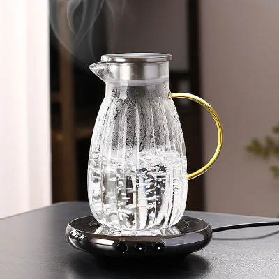 1.8L Classic Design Glass Water Pot with Pumpkin Shape Handle Lid Dishwasher Safe Glass Water Jug Water Pitcher
