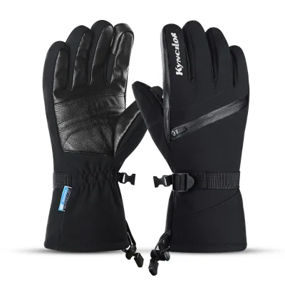 Waterproof & Windproof Snowboarding Winter Ski Gloves Touch Screen Compatible Full Finger Drawstring Closure Unisex