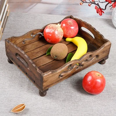 Thai Teak Fruit Plate, Living Room Coffee Table Decoration Decorations Retro Decorated Fruit Tray