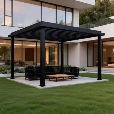 Large Size Aluminum Gazebo Hardtop Weather Resistant Windproof Sunshelter Outdoor Canopy for Villa Backyard Garden Party Use