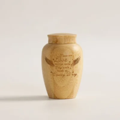 Bamboo Storage Jar with Lid, Eco Friendly Home Organizer Canister, Pet Ashes Memorial Urn Wooden Keepsake Jar