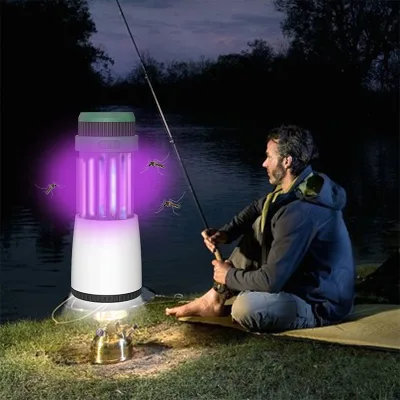 Rechargeable LED Camping Lantern with Bug Zapper Light Mosquito Fly Insect Killer Lamp