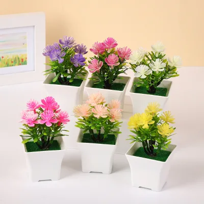 Real Touch Plum Blossom Artificial Decorative Plants for Office Desktop Decoration 7 Head Mini Potted Bonsai Wholesale
