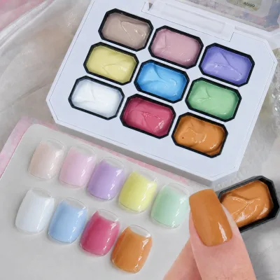 Wholesale 9 Grid 9 Colors Non-Wipe Solid Nail Patting Gel, High Saturation Gradient Blush LED UV Nail Painting Gel