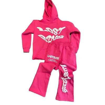 Custom Manufacturer Fleece Streetwear Tracksuit Joggers Set Vintage Sweatpants and Hoodie Set Y2K Puff Print Hoodie Sets