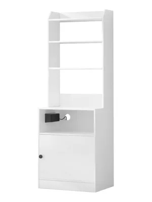 High Bedside Table Storage Rack Charging Station, Wooden Coffee Table, Suitable for Bedrooms, Living Rooms and Offices