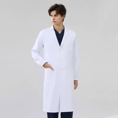 Man Women's Long Lab Coat White Coat Fireproof Lab Coat