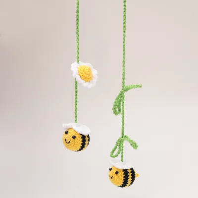 Finished for Hot Selling Handmade Cotton Crochet Bee Swing Series Animal Nature Theme Car Hanging Doll Hanging Gifts Cross
