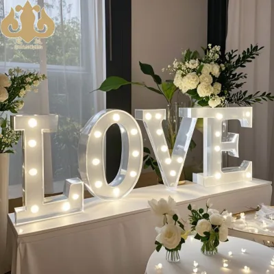 Modern LED LOVE Letters Giant Metal Marquee with Bulbs for Outdoor Other Commercial Furniture Hotel and Wedding Backdrops