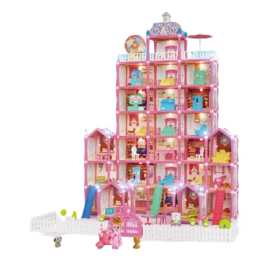 578PCS DIY Princess Pink Girl Toy Doll House Furniture Accessories  29 Rooms Luxury Villa Castle Dollhouse Jouets Pour Enfants