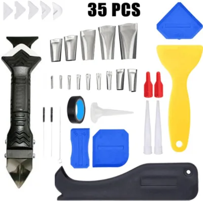 35 Sets of Stainless Steel Joint Filling Nozzle Applicator Scraper Sealant Tool