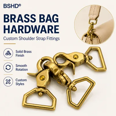 Brass Swivel Snap Hook Burnished Finish Pull Tab Clasp with Trapezoid Strap Ring for Shoulder Bag Makers Custom Hardware