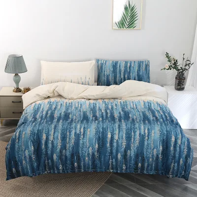100% Polyester Microfiber Bed Fitted Sheet Set Comfortable Brushed Quilt Cover Duvet & Pillow Cases for Home Use
