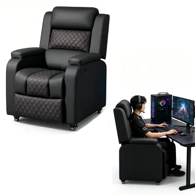 E-Sports Gaming Massager Sofa Chair Swivel Height Adjustable Footrest Lie Down Sleepping Heating Rolling for Cafe Game PK Room