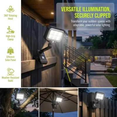 360° Rotatable Solar Clip Lamp Portable Human Body Sensor Stree