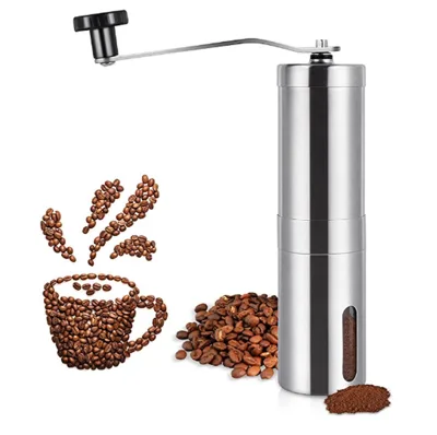 Portable Manual Coffee Grinder With Conical Ceramic Burr Stainless Steel Coffee Tools