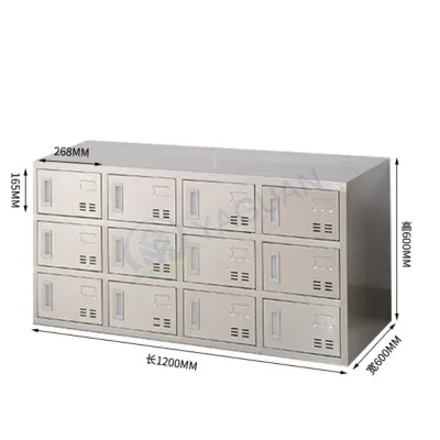 YAGUAN Staff Cleanroom Shoe/Suit Storage 304 Stainless Steel 12-Compartment Multi-Door Knock-Down Floor Locker Individual Key