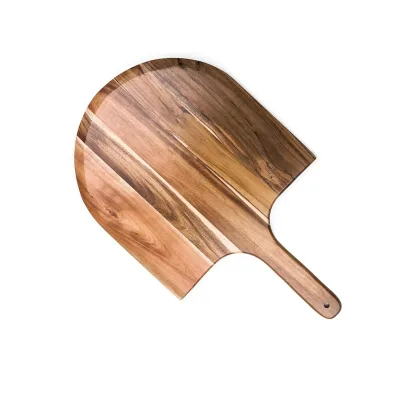 Acacia Wood Pizza Spatula Peel, Serving Pizza Paddle with Tapered Handle Wood Flat Paddle with Beveled Edge