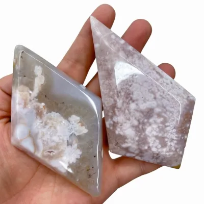 Wholesale Natural Flower Agate Diamond Slices Crystal Crafts Rough Stone for Healing Decoration