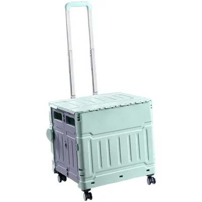 New plastic household shopping cart climb stairs folding trolley aluminum small trolley camping shopping cart trolley with cover
