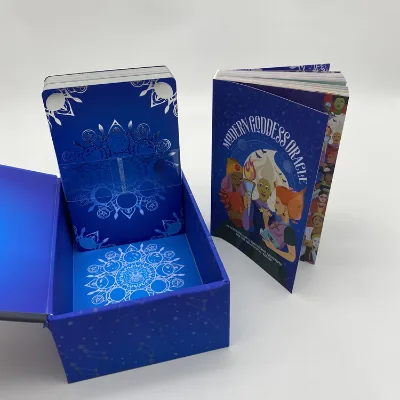 Front and Back Both Sides Standard Oracle Card Size Glossy Finished Custom Printed Oracle Card Deck in Left Lid Flap Box