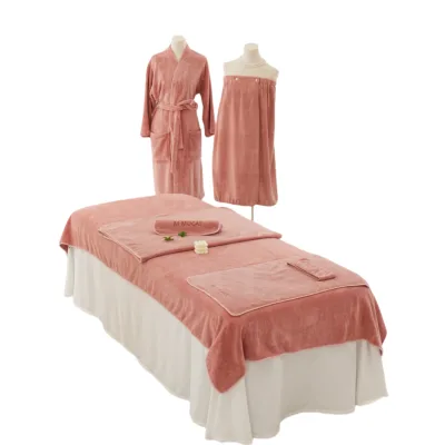 7PCS Pink Thickened Beauty Salon Towels Set Customized Logo Bath Hair Towel Set Pattern Personalized Bed Towel
