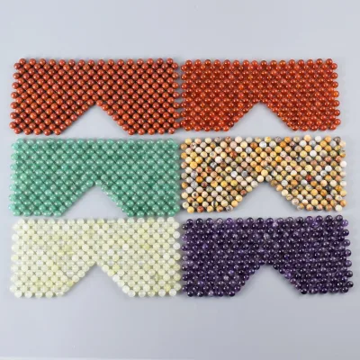 High Quality 100% Natural Jade Mask Cooling Anti Aging Weighted Eye Mask for Sleep Round Bead Terahertz Red Xiuyan Jade Eye Mask