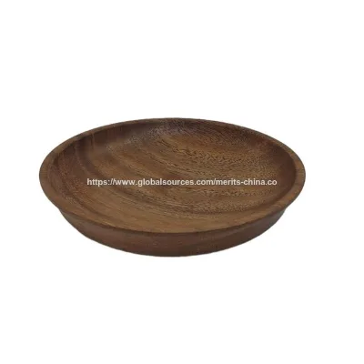 Acacia wood dinner plate for dishes snack, dessert natural wooden plates serve plates for dinner,8" x 8" x 1.35"