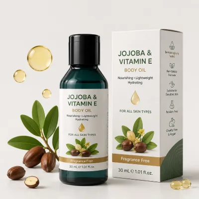 Natural Private Label Cold Pressed Unrefined Oil Press Body Skin Care Massage Oil Face Jojoba Vitamin E Body Oil