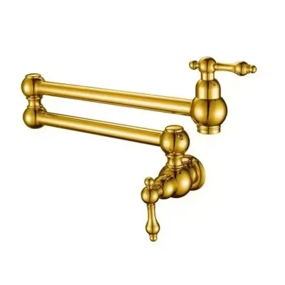 kitchen faucet luxury Durable Brass Kitchen Sink Faucet Retro Design ORB Appearance Wall Mounted Dual Handle Single Hole Installation Classic Style