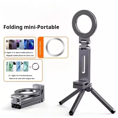 Phone Tripod Carabiner-Mounted for iPhone Portable Magnetic Tripod Desk Mount Phone Handle Holder