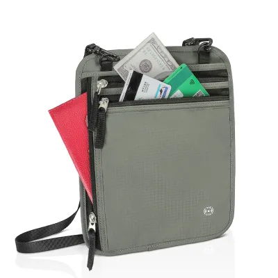 Custom Large Premium Slim Travel Wallet RFID-Blocking Nylon Passport Holder with Hanging Neck Strap Stylish Anti-Theft Feature