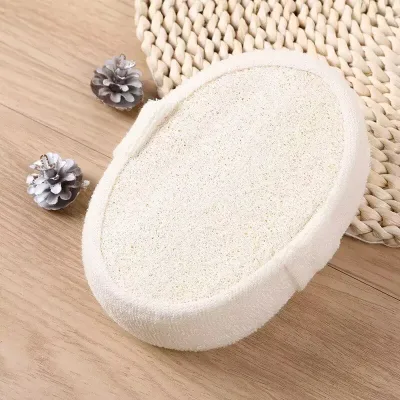 Double-sided Oval Natural Luffa Body Exfoliator Pad Portable Loofah Bath Scrubber Sponge for Dead Skin Removal Shower Use