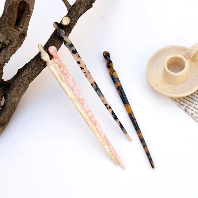 Ethnic Exquisite Style Retro Vintage Twisted Hair Accessories Wholesale Acetate Acetic Acid Hair Bun Stick