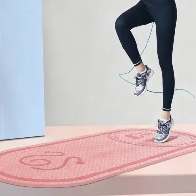 High Density Silent TPE Jump Rope Mat, Noise Reduction Shock Absorbing Non-slip Yoga Exercise Mat for Indoor Home Use