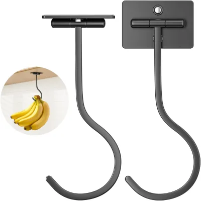 Creative Hook Adhesive Heavy Duty Wall Mounted Banana Hanger Cabinet Self-adhesive Hooks Foldable Design Holds Keeps Bananas