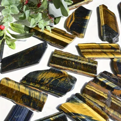Natural Tiger Eye Slice Polished Tiger Eye Crystal Slab for Healing Meditation Home Decor Raw Mineral Slice Wholesale
