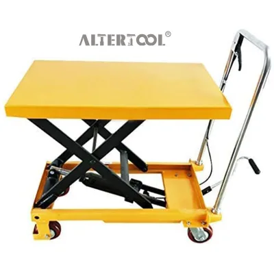 Single Scissor Hydraulic Lift Table Cart Mighty Lift 1100lbs Hydraulic Table Cart with Folding Lift Table Factory Direct Supply