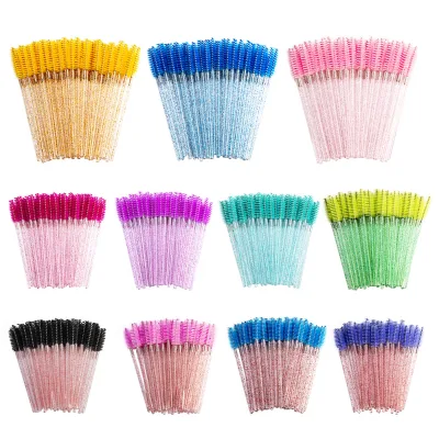 BlingBlang 50 Pcs/Pack Factory Disposable Crystal Rod Eyelash Brush Nylon Eyelash Comb Eyelash Curling Brush Beauty Tool Makeup