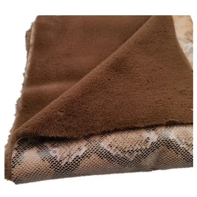 Wholesale Winter Garment Snake Skin Suede Bonded Faux Rabbit Fur Fabric for Jacket