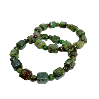 DIY Natural Gemstone Crystal Energy Dragon Blood Stone Stone Beads Stretchable Bracelet Healing Power