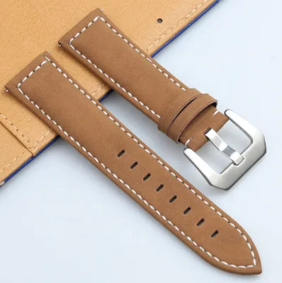 Factory Sell Quick Release Bar Frosted Genuine Leather Watch Strap High-end Retro Thick Stitching Watch Band