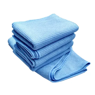 Wholesale Customize 40*40cm Blue Auto Care Ultra Absorbent Waffle Weave Cloth Microfiber Drying Towel Ae Brand 150g