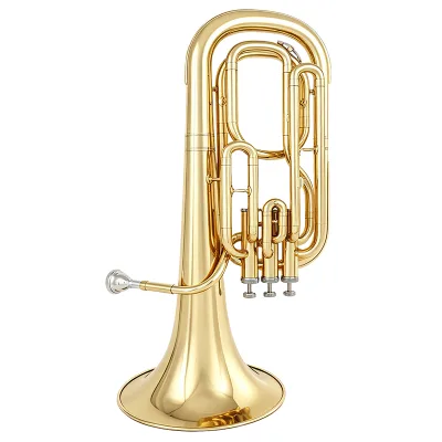 Hot Sale Gold Lacquer Bb Key 3 Piston Baritone Horn Mini Tuba Brass Instrument for Student Beginner Performance