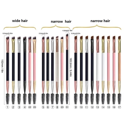 Wholesale Dual Ended Angled Brow Eyebrow Brush Colorful Double Sided Wood Single Makeup Brushes Handle Private Label for Eye Use