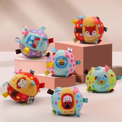 Baby Soft Rattle Ball Parent Child Interaction Animal Hand Catching Ball Tag Plush Toys D906