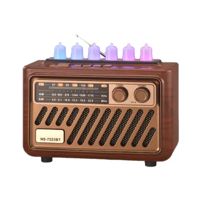 Home Radio Stereo Surround Plastic Portable Speaker with Ambient Light BT USB TF Mp3 Player FM/AM Radio 5-10W Output
