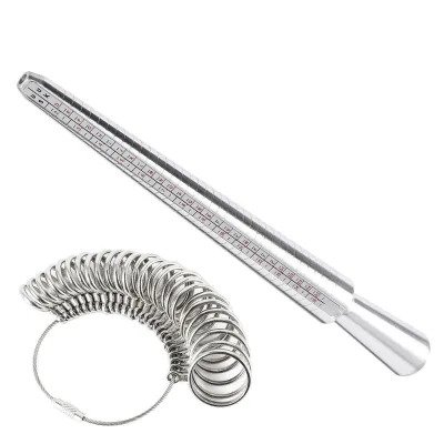 UKUS Aluminum Jewelry Shaft Rod Ring Hand Inch Size Screening Tool 0-13 US Yard British Degree Measuring Ring