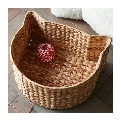 Handmade Cat Basket Natural Water Hyacinth Baskets Shape Cute High Quality OEM Accepted Ready to Ship